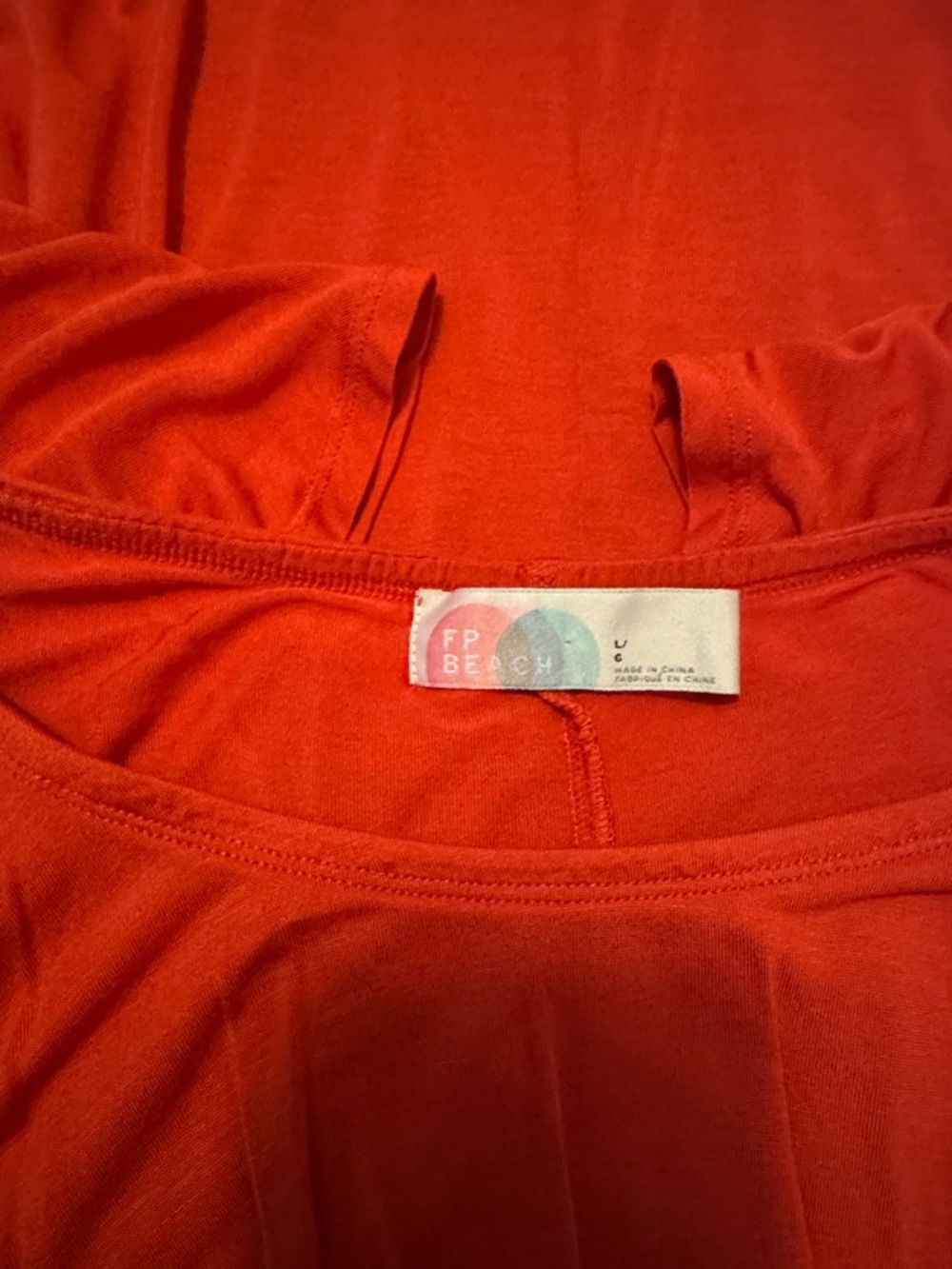 FP Beach Bright Red Ruffle Off-Shoulder Tunic Top - Picture 3 of 3